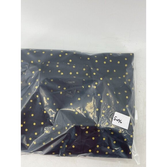 J Crew Women's Button Down Collar Shirt Black Yellow Polka Dot Sz 4  100% Cotton - Picture 12 of 12